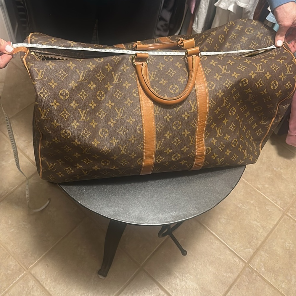 Louis Vuitton Monogram Duffel Bag with Tan Accents